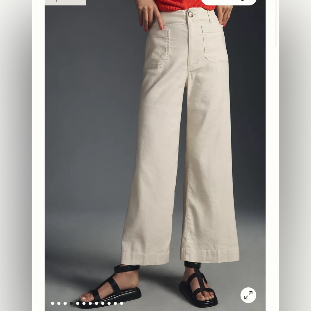 Anthropologie the Colette Cropped Wide-Leg Pants by Maeve: Linen Edition